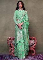 Cotton Green Wedding Wear Hand Woven Saree